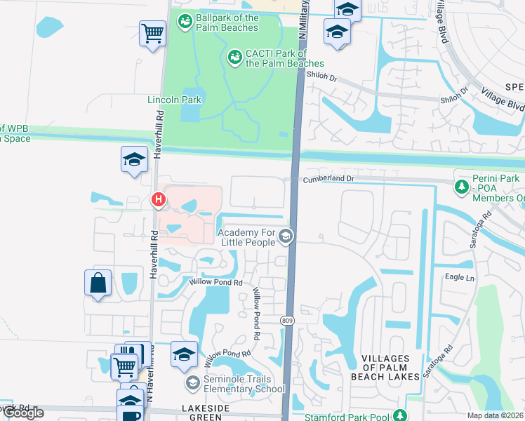 map of restaurants, bars, coffee shops, grocery stores, and more near 5043 Palm Brooke Circle in West Palm Beach