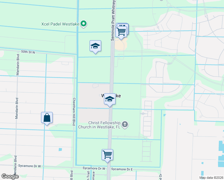 map of restaurants, bars, coffee shops, grocery stores, and more near Seminole Pratt Whitney Road in Palm Beach County