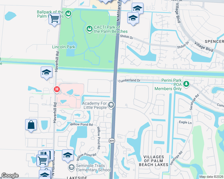 map of restaurants, bars, coffee shops, grocery stores, and more near 5199 Palmbrooke Circle in West Palm Beach
