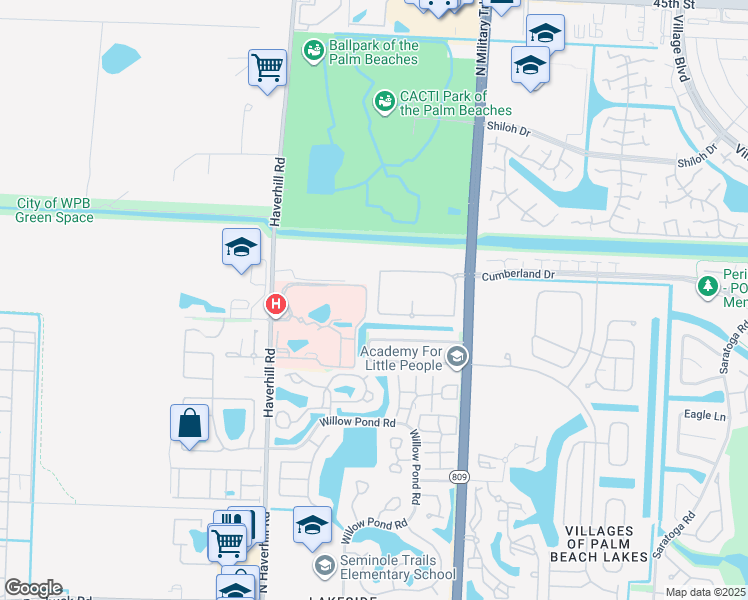 map of restaurants, bars, coffee shops, grocery stores, and more near 4855 Palmbrooke Circle in West Palm Beach