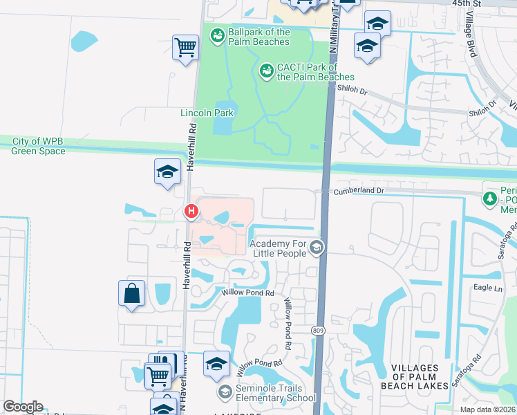 map of restaurants, bars, coffee shops, grocery stores, and more near 4855 Palmbrooke Circle in West Palm Beach