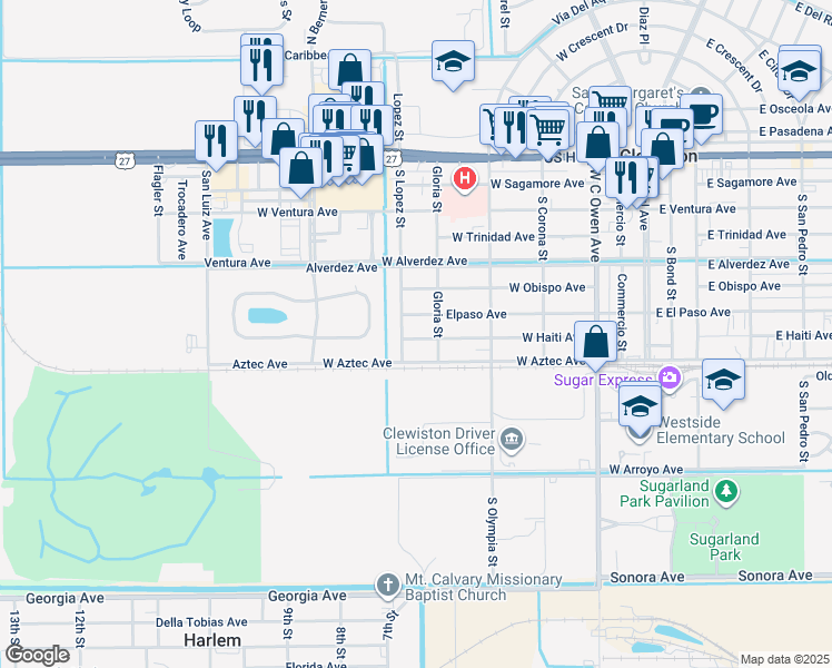 map of restaurants, bars, coffee shops, grocery stores, and more near 617 West Haiti Avenue in Clewiston