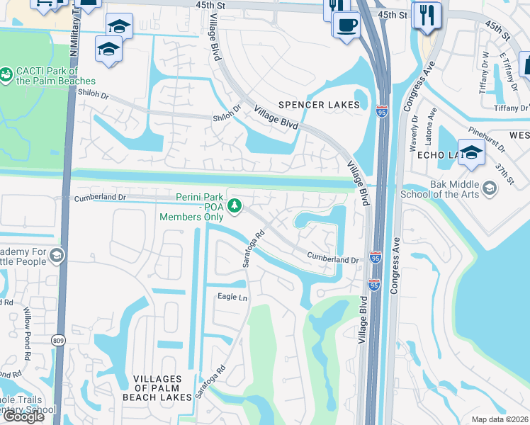 map of restaurants, bars, coffee shops, grocery stores, and more near 5905 59th Way in West Palm Beach