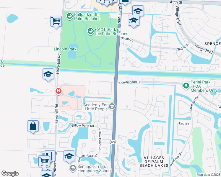 map of restaurants, bars, coffee shops, grocery stores, and more near 5214 Palmbrooke Circle in West Palm Beach