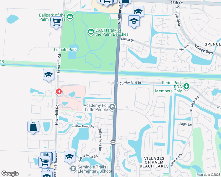 map of restaurants, bars, coffee shops, grocery stores, and more near 5214 Palmbrooke Circle in West Palm Beach