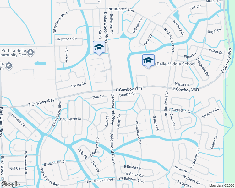 map of restaurants, bars, coffee shops, grocery stores, and more near 9047 Lamkin Circle in LaBelle