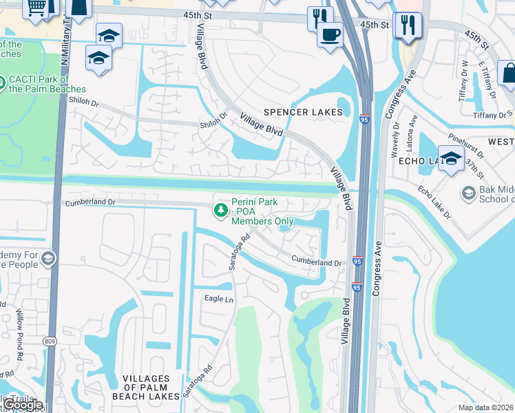 map of restaurants, bars, coffee shops, grocery stores, and more near 5903 59th Way in West Palm Beach