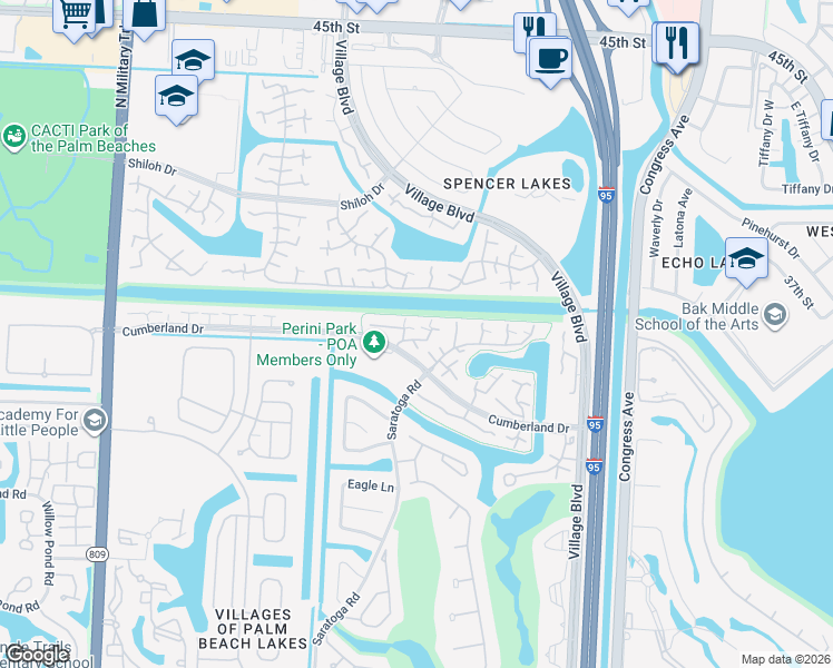 map of restaurants, bars, coffee shops, grocery stores, and more near 6643 66th Way in West Palm Beach