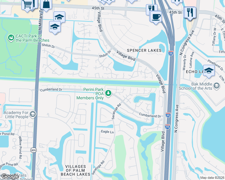 map of restaurants, bars, coffee shops, grocery stores, and more near 6629 66th Way in West Palm Beach