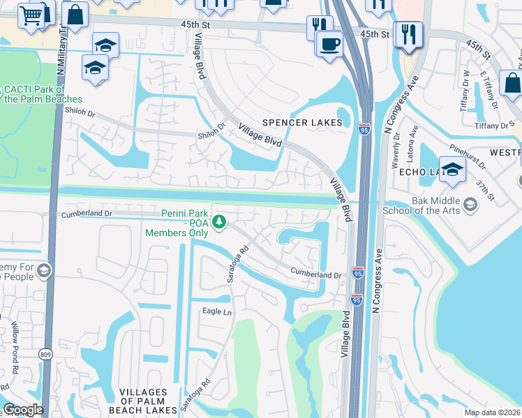 map of restaurants, bars, coffee shops, grocery stores, and more near 6810 68th Way in West Palm Beach