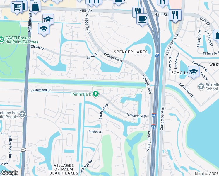 map of restaurants, bars, coffee shops, grocery stores, and more near 6810 68th Way in West Palm Beach