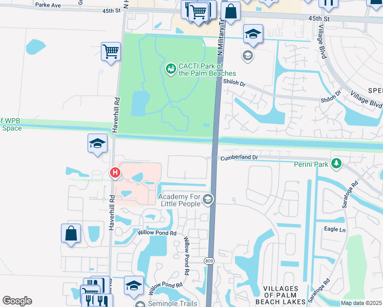 map of restaurants, bars, coffee shops, grocery stores, and more near 4911 North Military Trail in West Palm Beach