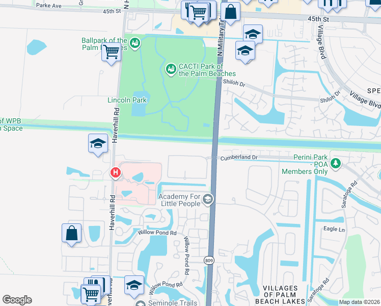 map of restaurants, bars, coffee shops, grocery stores, and more near 4911 North Military Trail in West Palm Beach