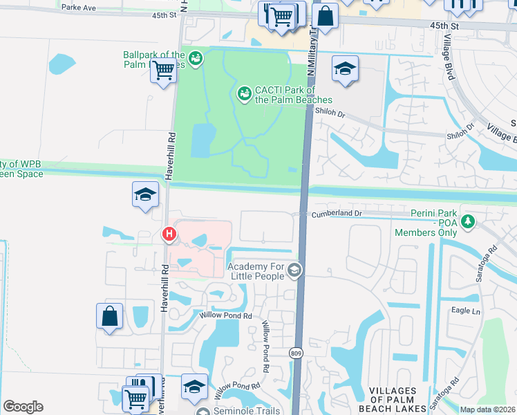 map of restaurants, bars, coffee shops, grocery stores, and more near 4911 North Military Trail in West Palm Beach