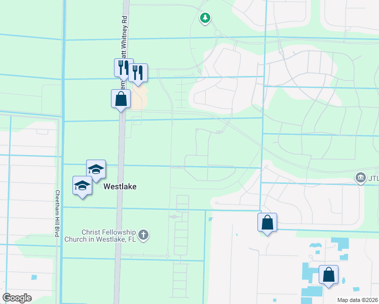 map of restaurants, bars, coffee shops, grocery stores, and more near Unnamed Road in Loxahatchee