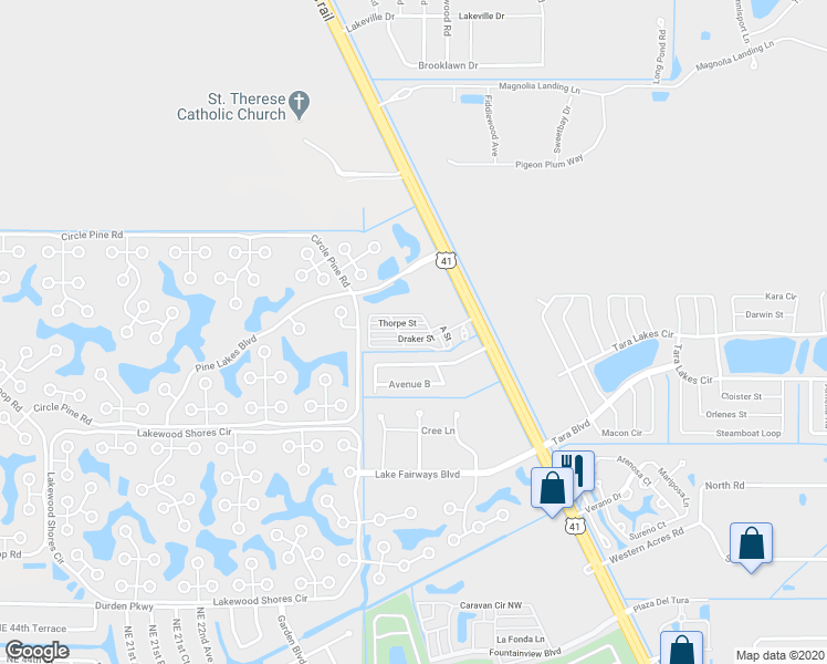 map of restaurants, bars, coffee shops, grocery stores, and more near 147 Draker Street in North Fort Myers