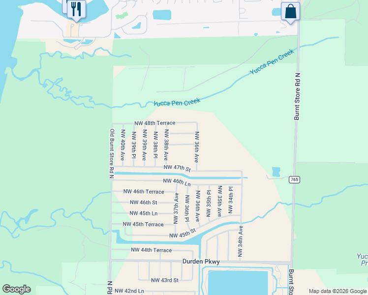 map of restaurants, bars, coffee shops, grocery stores, and more near 3622 Northwest 47th Lane in Cape Coral