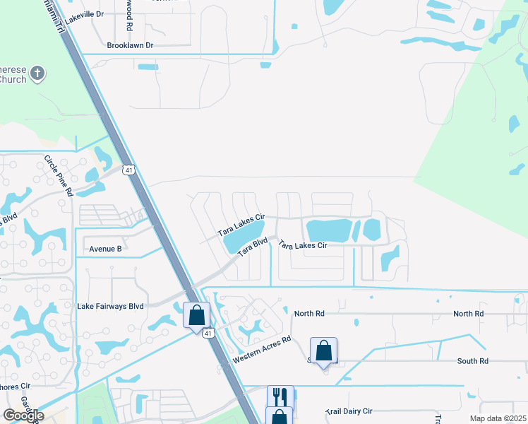 map of restaurants, bars, coffee shops, grocery stores, and more near 19751 Woodfield Circle in North Fort Myers