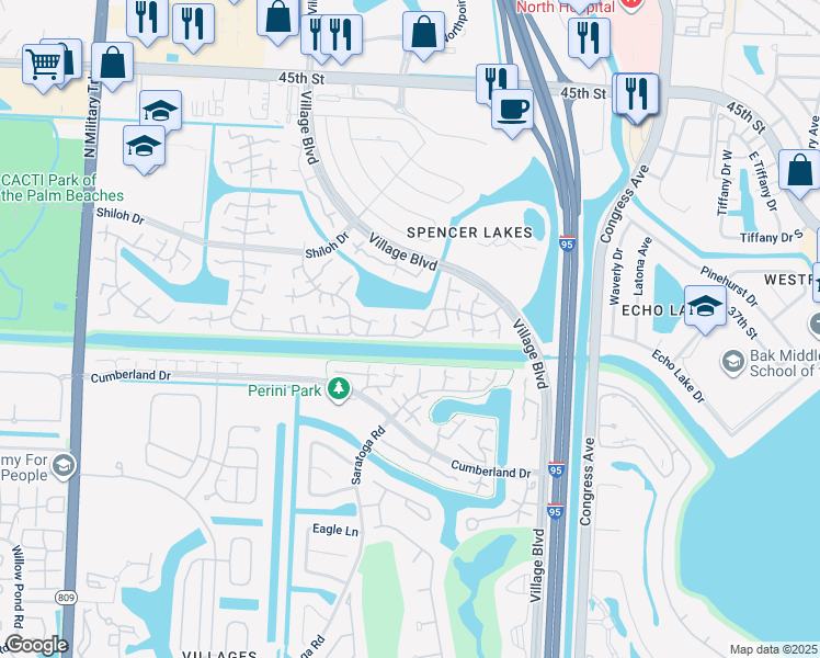 map of restaurants, bars, coffee shops, grocery stores, and more near 911 9th Way in West Palm Beach