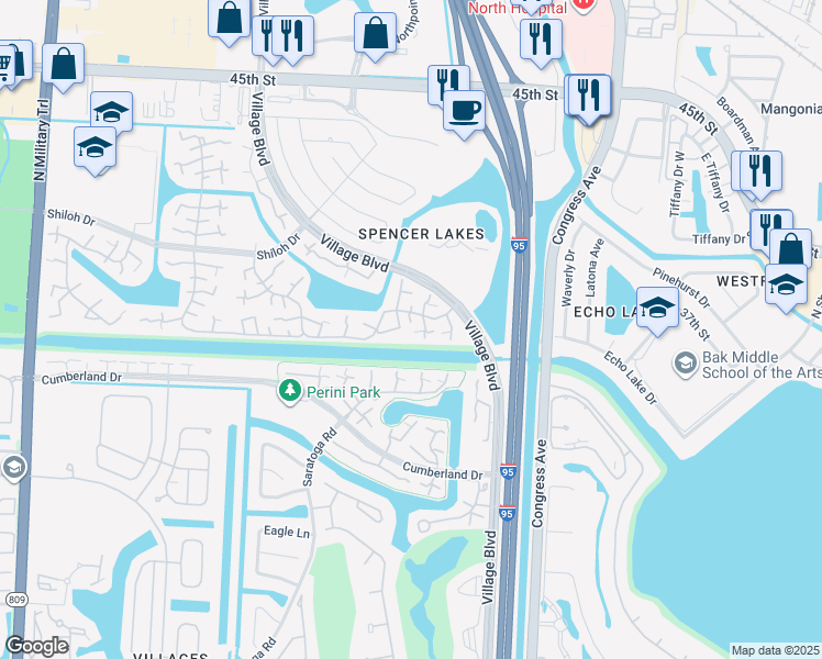 map of restaurants, bars, coffee shops, grocery stores, and more near 607 6th Way in West Palm Beach