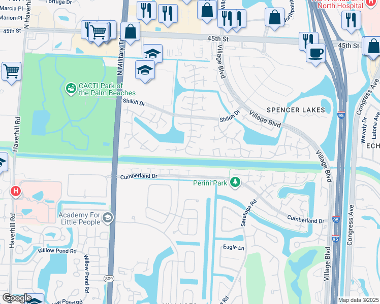 map of restaurants, bars, coffee shops, grocery stores, and more near 2508 25th Way in West Palm Beach