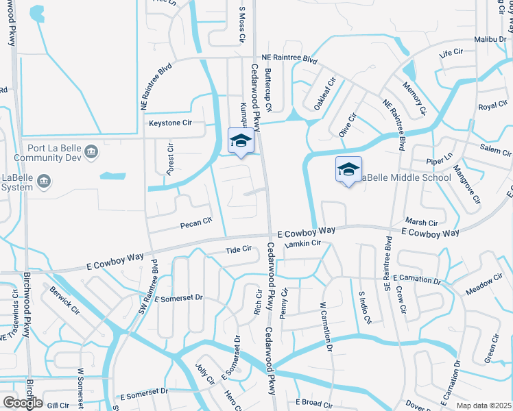 map of restaurants, bars, coffee shops, grocery stores, and more near 6857 South Santa Fe in LaBelle