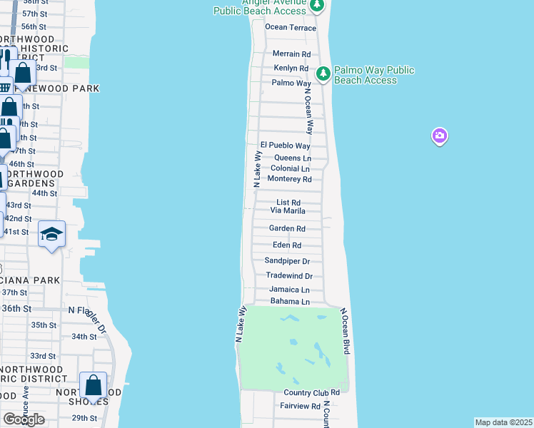 map of restaurants, bars, coffee shops, grocery stores, and more near 280 Via Marila in Palm Beach