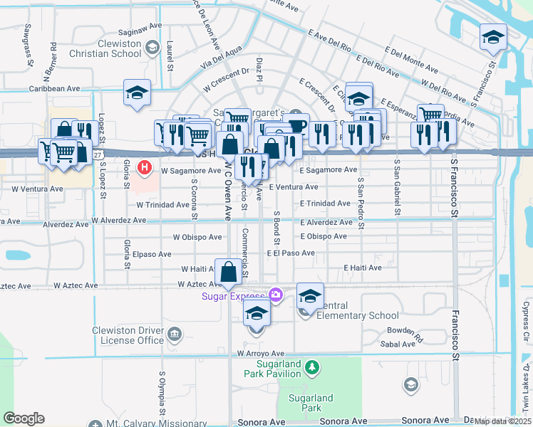 map of restaurants, bars, coffee shops, grocery stores, and more near 336 Central Avenue in Clewiston