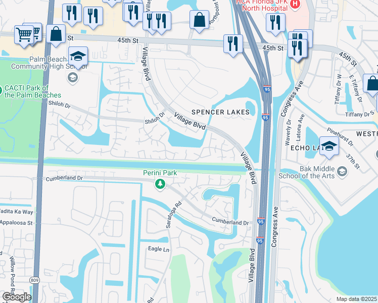 map of restaurants, bars, coffee shops, grocery stores, and more near 915 9th Way in West Palm Beach