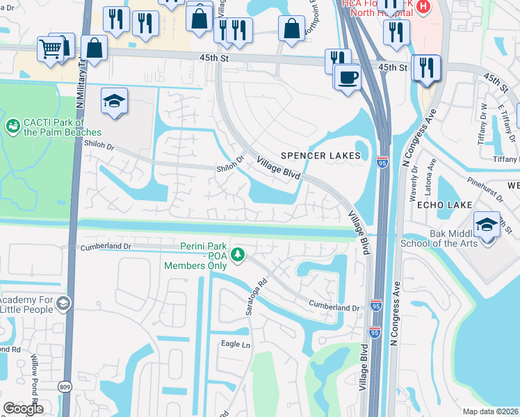 map of restaurants, bars, coffee shops, grocery stores, and more near 911 9th Way in West Palm Beach