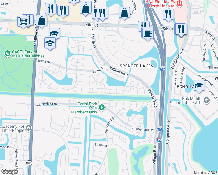 map of restaurants, bars, coffee shops, grocery stores, and more near 1009 10th Way in West Palm Beach