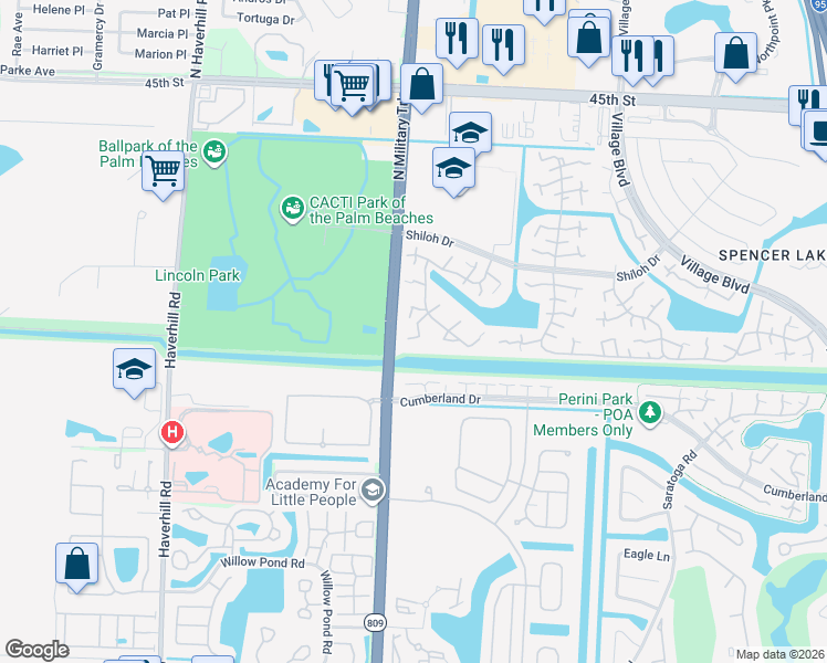 map of restaurants, bars, coffee shops, grocery stores, and more near 7728 77th Way in West Palm Beach