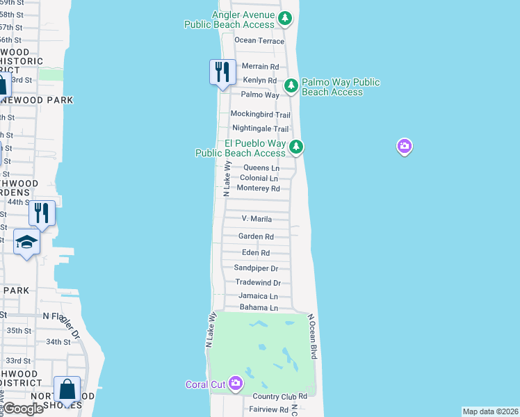 map of restaurants, bars, coffee shops, grocery stores, and more near 240 Via Marila in Palm Beach