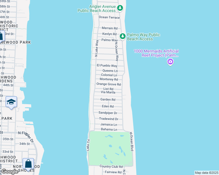 map of restaurants, bars, coffee shops, grocery stores, and more near 240 Via Marila in Palm Beach