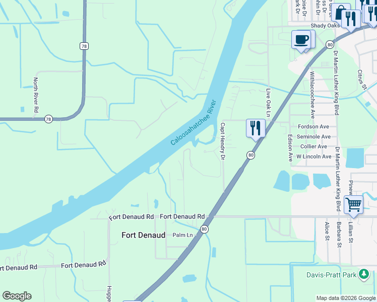 map of restaurants, bars, coffee shops, grocery stores, and more near 639 Rope Bend Terrace Drive in LaBelle