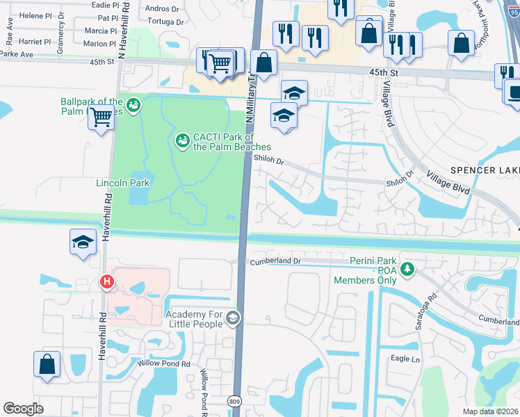 map of restaurants, bars, coffee shops, grocery stores, and more near 7504 75th Way in West Palm Beach