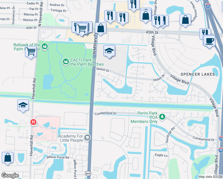 map of restaurants, bars, coffee shops, grocery stores, and more near 7011 70th Way in West Palm Beach