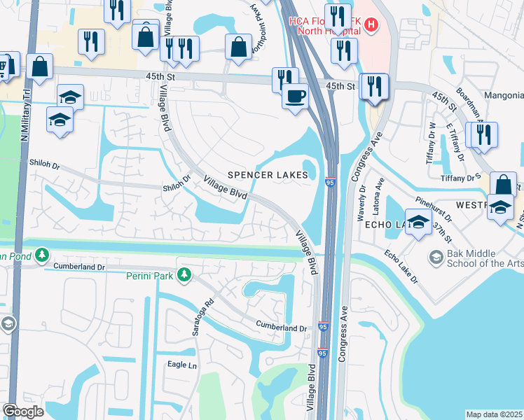 map of restaurants, bars, coffee shops, grocery stores, and more near 726 7th Way in West Palm Beach