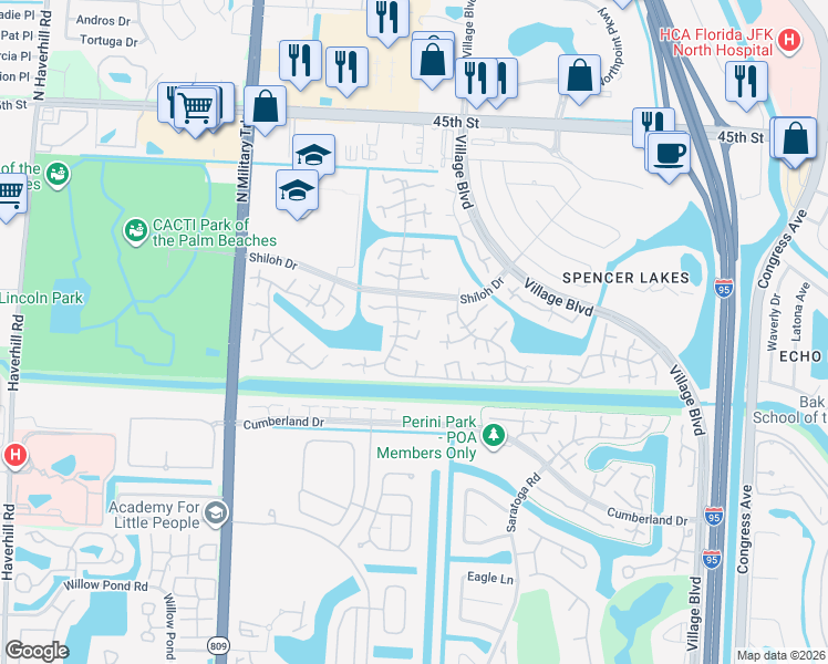 map of restaurants, bars, coffee shops, grocery stores, and more near 3119 31st Way in West Palm Beach