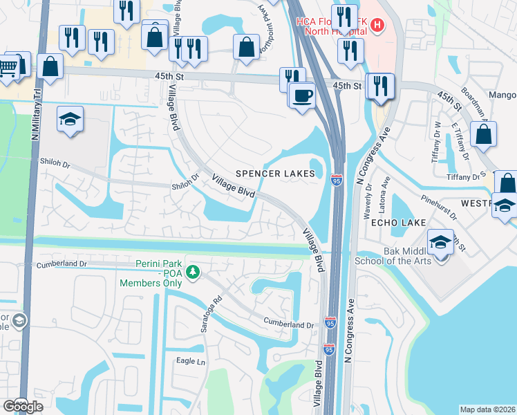 map of restaurants, bars, coffee shops, grocery stores, and more near 714 7th Way in West Palm Beach
