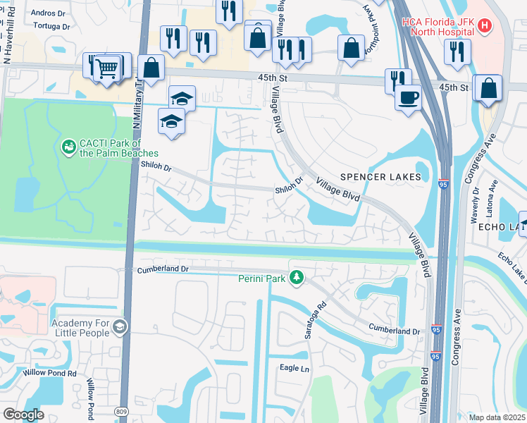 map of restaurants, bars, coffee shops, grocery stores, and more near 3119 31st Way in West Palm Beach
