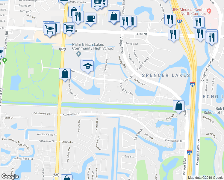 map of restaurants, bars, coffee shops, grocery stores, and more near 3119 31st Way in West Palm Beach