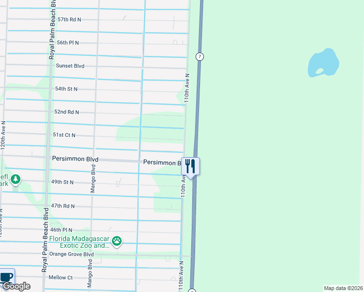 map of restaurants, bars, coffee shops, grocery stores, and more near 11032 51st Court North in West Palm Beach