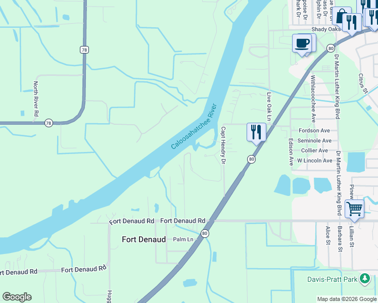 map of restaurants, bars, coffee shops, grocery stores, and more near 639 Rope Bend Terrace Drive in LaBelle