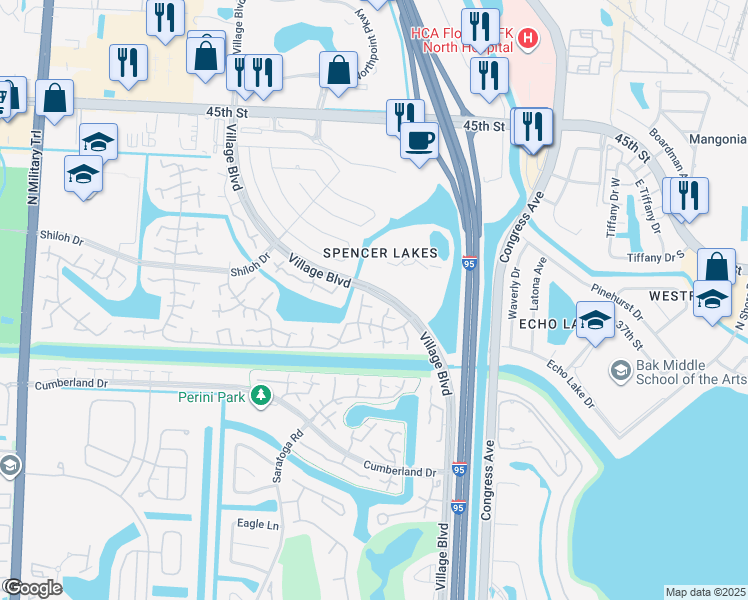 map of restaurants, bars, coffee shops, grocery stores, and more near 726 7th Way in West Palm Beach