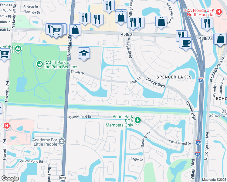 map of restaurants, bars, coffee shops, grocery stores, and more near 3001 30th Way in West Palm Beach