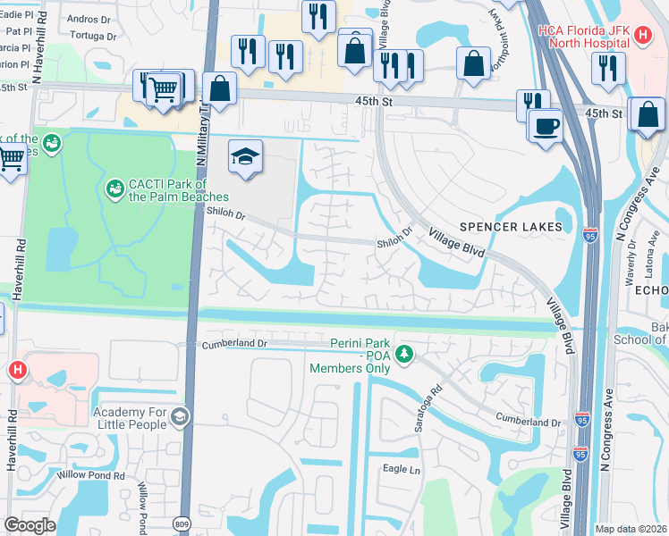 map of restaurants, bars, coffee shops, grocery stores, and more near 3001 30th Way in West Palm Beach