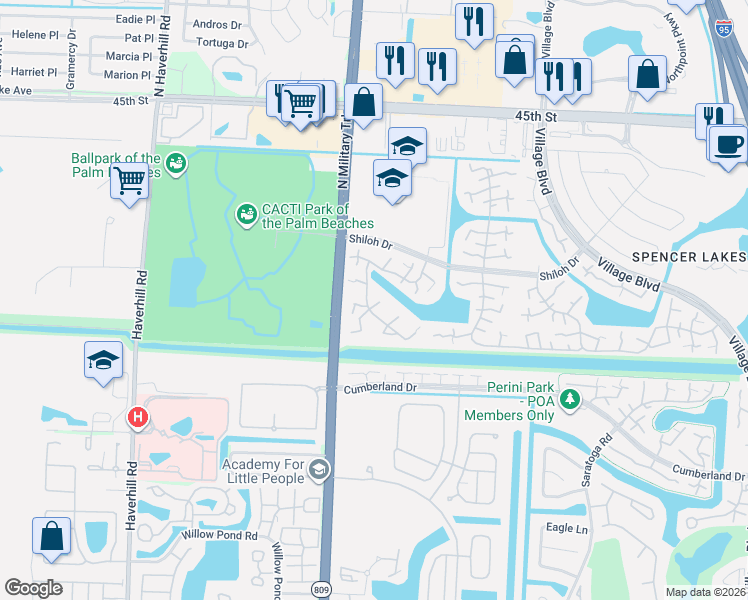 map of restaurants, bars, coffee shops, grocery stores, and more near 7609 76th Way in West Palm Beach
