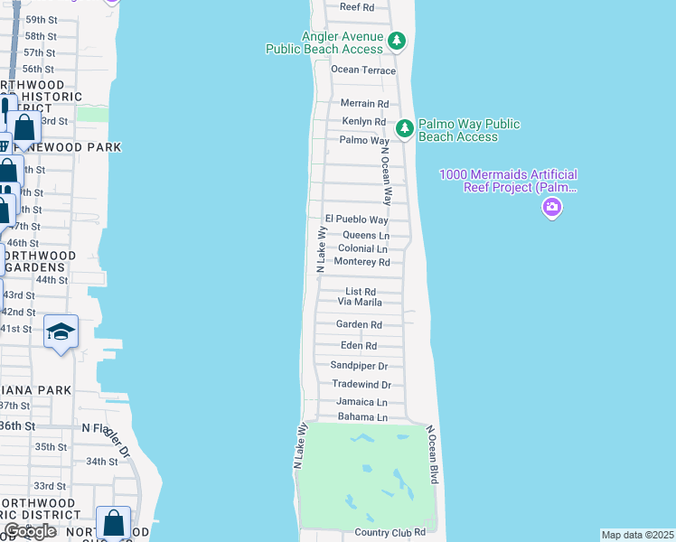 map of restaurants, bars, coffee shops, grocery stores, and more near 275 Orange Grove Road in Palm Beach