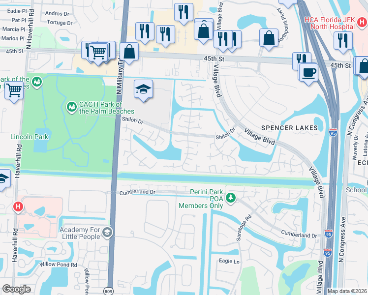 map of restaurants, bars, coffee shops, grocery stores, and more near 3001 30th Way in West Palm Beach